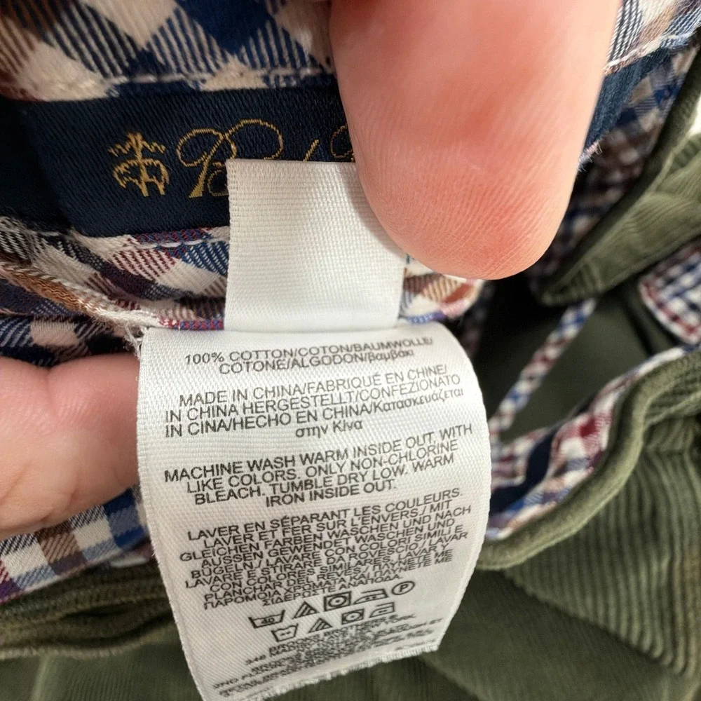 Brooks Brothers Corduroy Pants Elliot Pleated Cuffed Olive Green Mens W35 L32